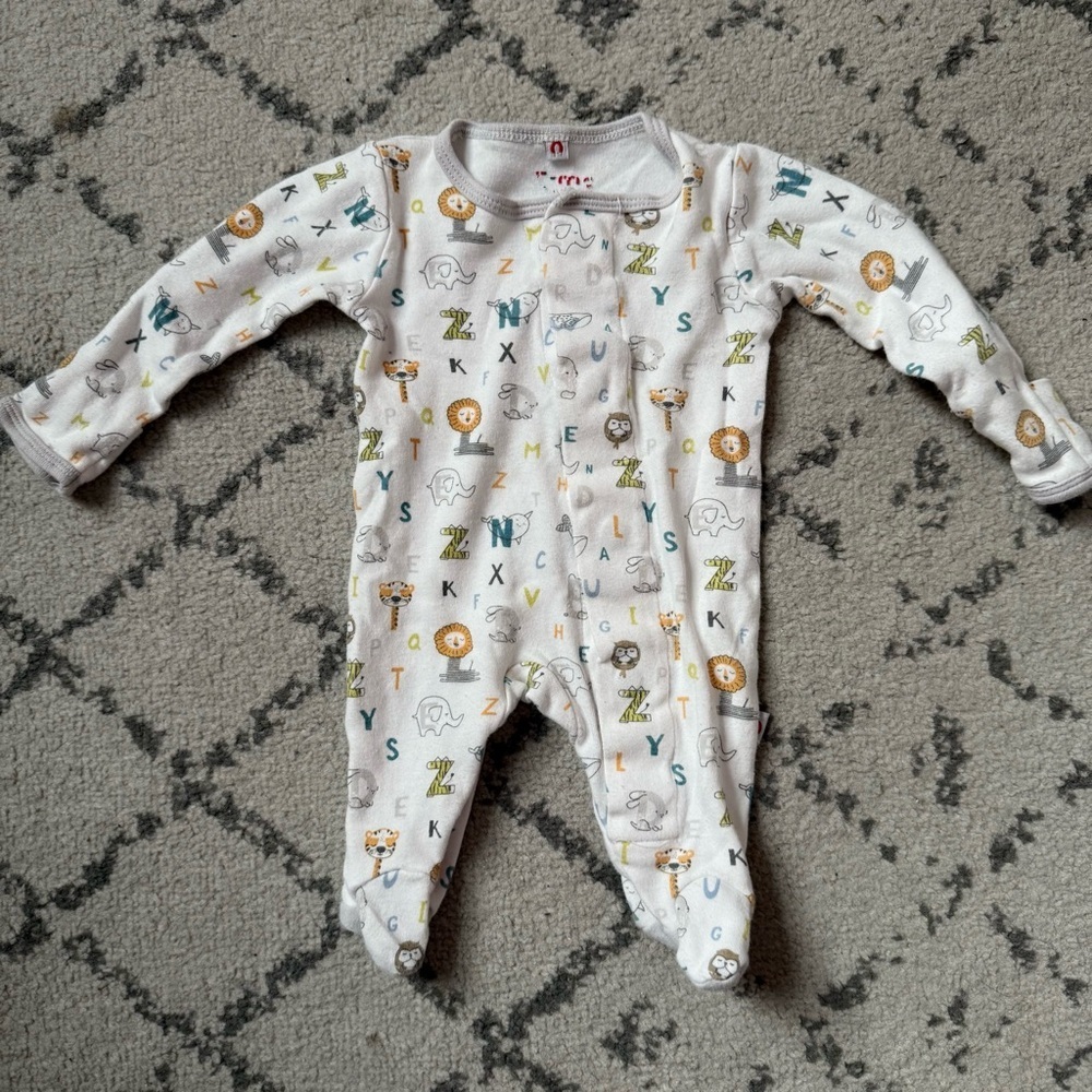 E=MC2 Preemie Gender Neutral Zoo Alphabet Print Pajamas Sleeper